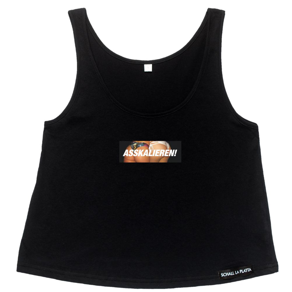 ASSKALIEREN Crop Tank schwarz